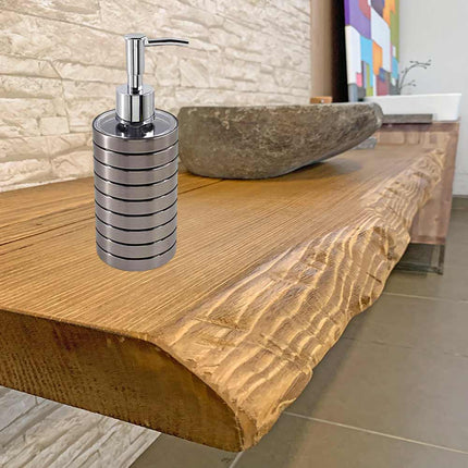Accessori bagno a righe stile moderno argento dispenser sapone bicchiere porta spazzolino piattino portasapone - enzoled