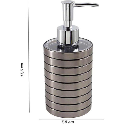 Accessori bagno a righe stile moderno argento dispenser sapone bicchiere porta spazzolino piattino portasapone - enzoled