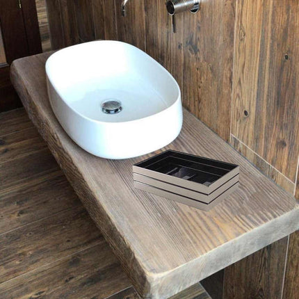Accessori bagno a righe stile moderno argento dispenser sapone bicchiere porta spazzolino piattino portasapone - enzoled