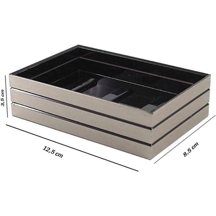 Accessori bagno a righe stile moderno argento dispenser sapone bicchiere porta spazzolino piattino portasapone - enzoled