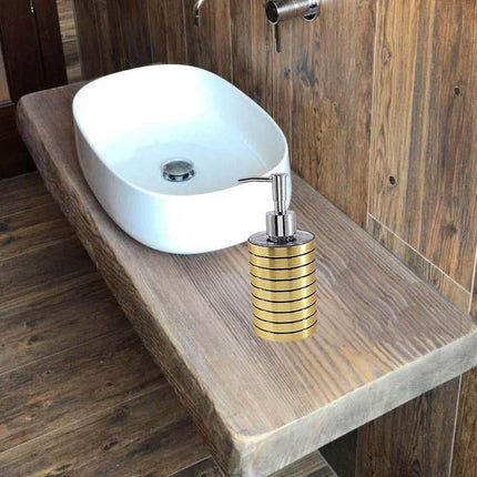 Accessori bagno a righe stile moderno oro dispenser sapone bicchiere porta spazzolino piattino portasapone - enzoled