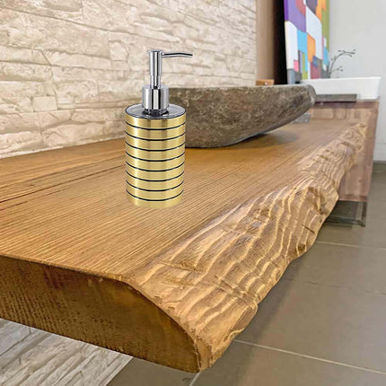 Accessori bagno a righe stile moderno oro dispenser sapone bicchiere porta spazzolino piattino portasapone - enzoled