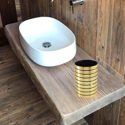 Accessori bagno a righe stile moderno oro dispenser sapone bicchiere porta spazzolino piattino portasapone - enzoled