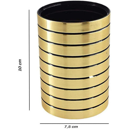 Accessori bagno a righe stile moderno oro dispenser sapone bicchiere porta spazzolino piattino portasapone - enzoled