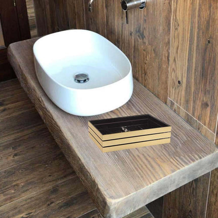 Accessori bagno a righe stile moderno oro dispenser sapone bicchiere porta spazzolino piattino portasapone - enzoled