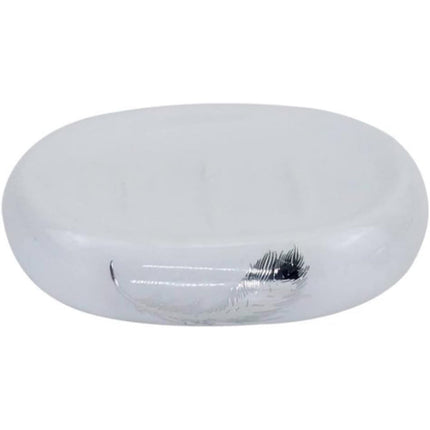 Accessori bagno dispenser sapone piattino porta sapone Bicchiere portaspazzolino scopino con piume argento - enzoled
