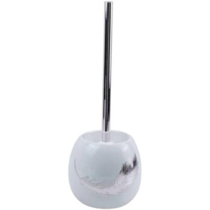 Accessori bagno dispenser sapone piattino porta sapone Bicchiere portaspazzolino scopino con piume argento - enzoled