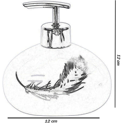 Accessori bagno dispenser sapone piattino porta sapone Bicchiere portaspazzolino scopino con piume argento - enzoled