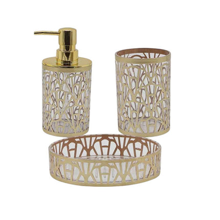 Accessori Bagno oro stile contemporaneo con Dispenser Sapone Bicchiere portaspazzolino piattino portasapone - enzoled
