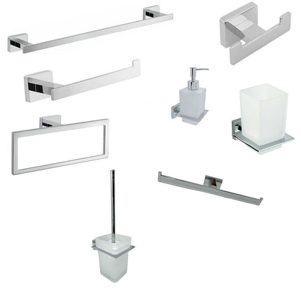 Accessori da bagno in acciaio lucido porta asciugamani gancio dispenser sapone porta rotolo fissaggio a viti - enzoled
