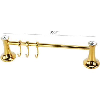 Appendino 3 ganci per accappatoio asciugamani da Bagno da Muro in acciaio oro con punto luce cristallo in acrilico accessori bagno - enzoled