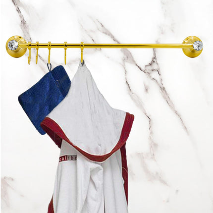 Appendino 5 ganci per accappatoio asciugamani da Bagno da Muro in acciaio oro con punto luce cristallo in acrilico accessori bagno - enzoled