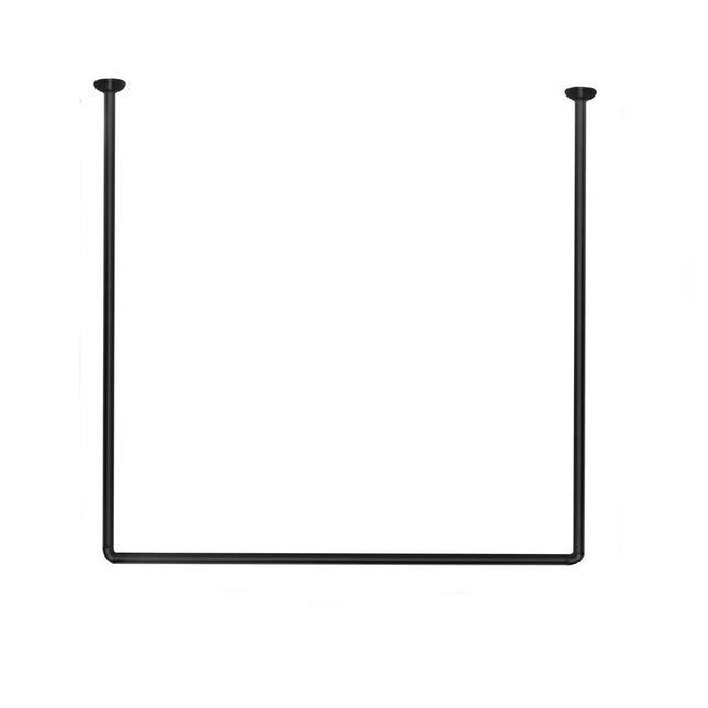 Bastone per tenda doccia universale a forma di U angolare con aste 80X80X80 cm nero asta per tende - enzoled