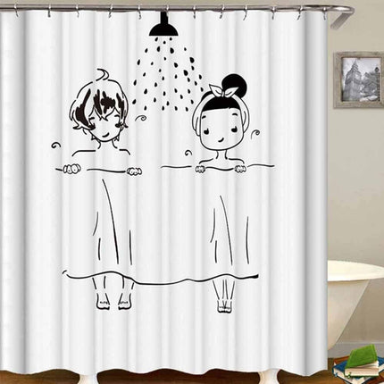 Tenda moderna per doccia vasca da bagno impermeabile pvc 12 ganci stampa fumetto 180x180 cm - enzoled