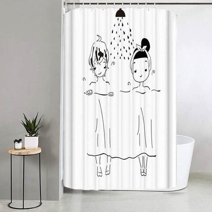 Tenda moderna per doccia vasca da bagno impermeabile pvc 12 ganci stampa fumetto 180x180 cm - enzoled