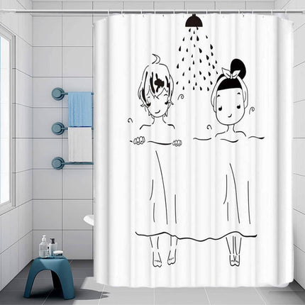 Tenda moderna per doccia vasca da bagno impermeabile pvc 12 ganci stampa fumetto 180x180 cm - enzoled
