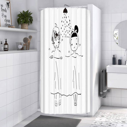 Tenda moderna per doccia vasca da bagno impermeabile pvc 12 ganci stampa fumetto 180x180 cm - enzoled