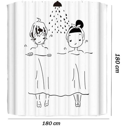 Tenda moderna per doccia vasca da bagno impermeabile pvc 12 ganci stampa fumetto 180x180 cm - enzoled