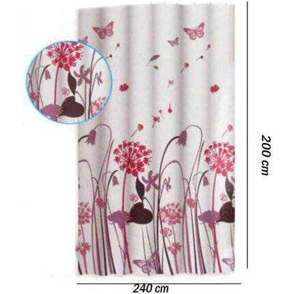 Tenda per doccia vasca da bagno impermeabile pvc 12 ganci decorata con fiori e farfalle 200x240 cm - enzoled