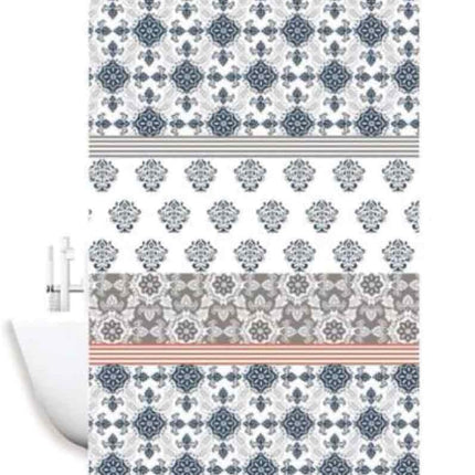 Tenda per doccia vasca da bagno impermeabile pvc 12 ganci decorata stile mosaico 200x240 cm - enzoled
