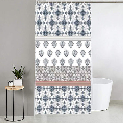Tenda per doccia vasca da bagno impermeabile pvc 12 ganci decorata stile mosaico 200x240 cm - enzoled
