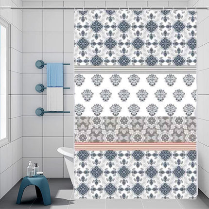 Tenda per doccia vasca da bagno impermeabile pvc 12 ganci decorata stile mosaico 200x240 cm - enzoled