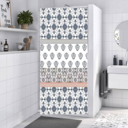Tenda per doccia vasca da bagno impermeabile pvc 12 ganci decorata stile mosaico 200x240 cm - enzoled