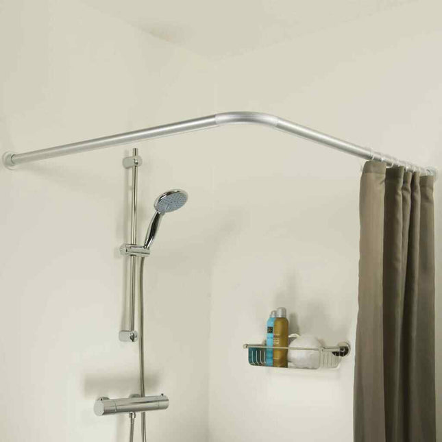 Bastone per tenda doccia universale regolabile angolare con aste 90 cm argento o bianca asta per tende - enzoled