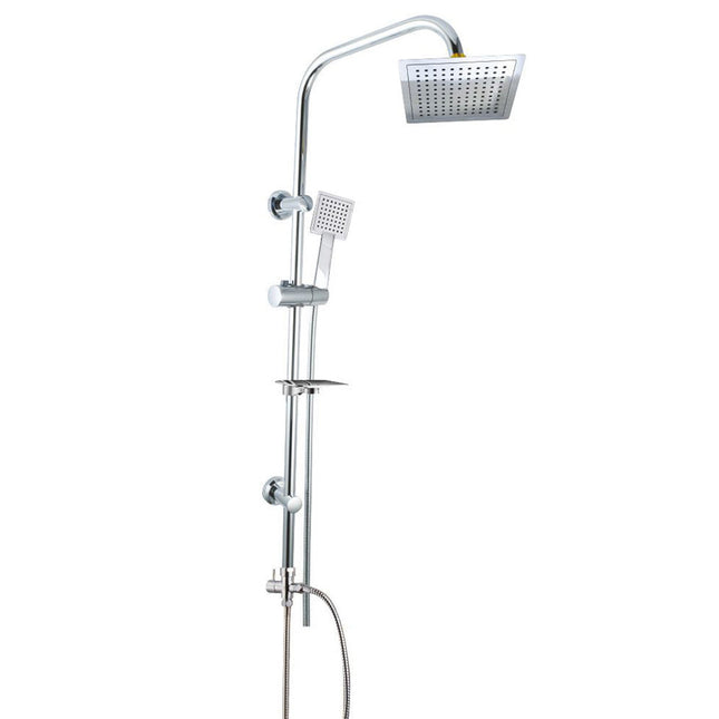 Colonna doccia da bagno moderna saliscendi con soffione quadrato doccetta telefono e portasapone per box doccia - enzoled