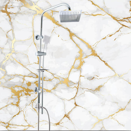 Colonna doccia da bagno moderna saliscendi con soffione quadrato doccetta telefono e portasapone per box doccia - enzoled