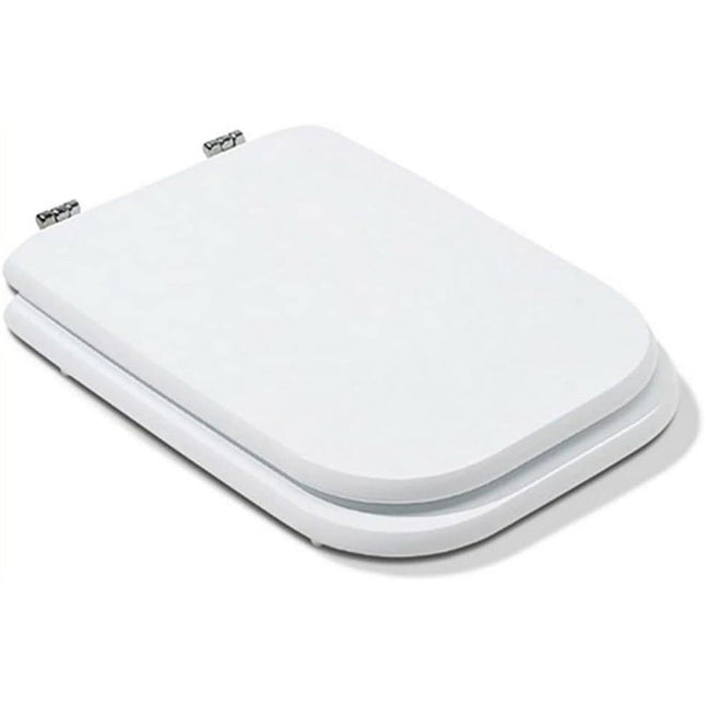 Copriwater Universale Quadrato in Legno MDF Bianco tavoletta da Bagno WC con Cerniere in Acciaio - enzoled