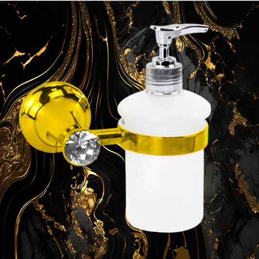 Dispenser per sapone liquido da Muro in acciaio vetro satinato porta sapone oro con punto luce cristallo in acrilico accessori bagno - enzoled