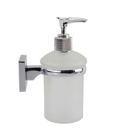 Dispenser per sapone liquido da parete in acciaio e vetro satinato fissaggio con viti o senza viti biadesivo accessori arredo bagno - enzoled
