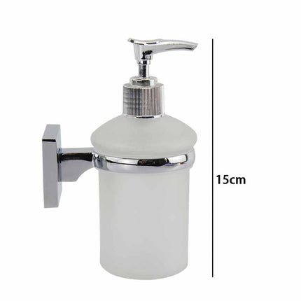 Dispenser per sapone liquido da parete in acciaio e vetro satinato fissaggio con viti o senza viti biadesivo accessori arredo bagno - enzoled