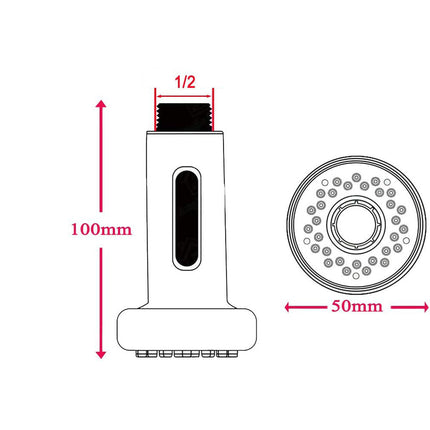 Doccetta soffione di ricambio per miscelatore da cucina 2 modalità di getto attacco 1/2 inch, cromato per rubinetto - enzoled