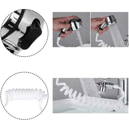 Doccia per rubinetto doccetta con tubo flessibile deviatore due vie soffione 2 modalità di getto pulsante - enzoled