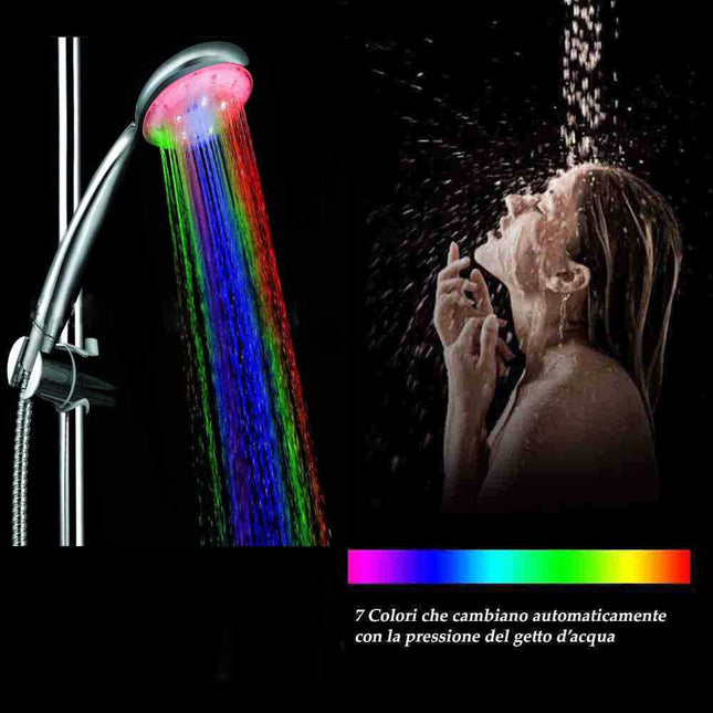 Soffione doccia con led rgb doccetta a telefono 20 e 25  cm cromoterapia doccia emozionale multicolore - enzoled