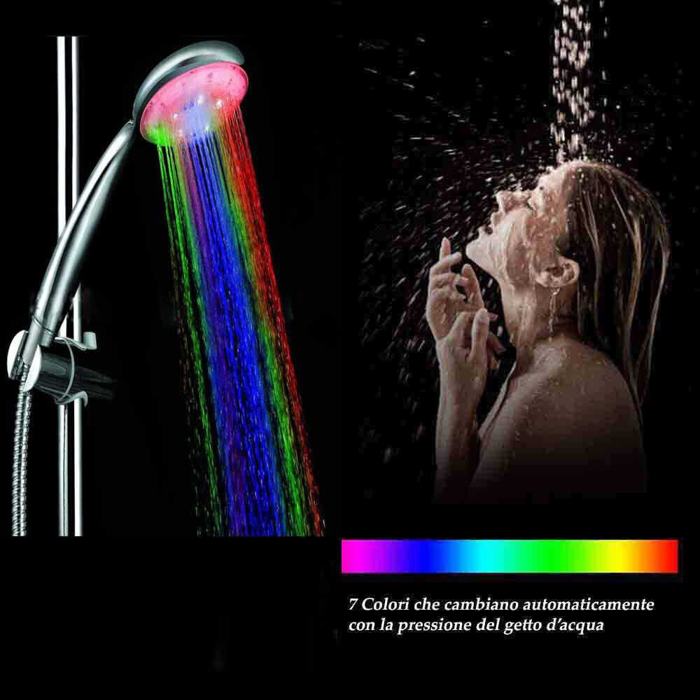Soffione doccia con led rgb doccetta a telefono 20 e 25  cm cromoterapia doccia emozionale multicolore - enzoled