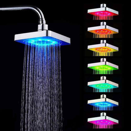 Soffione doccia con led rgb quadrato 15x15 cm per cromoterapia doccia emozionale doccetta multicolore - enzoled