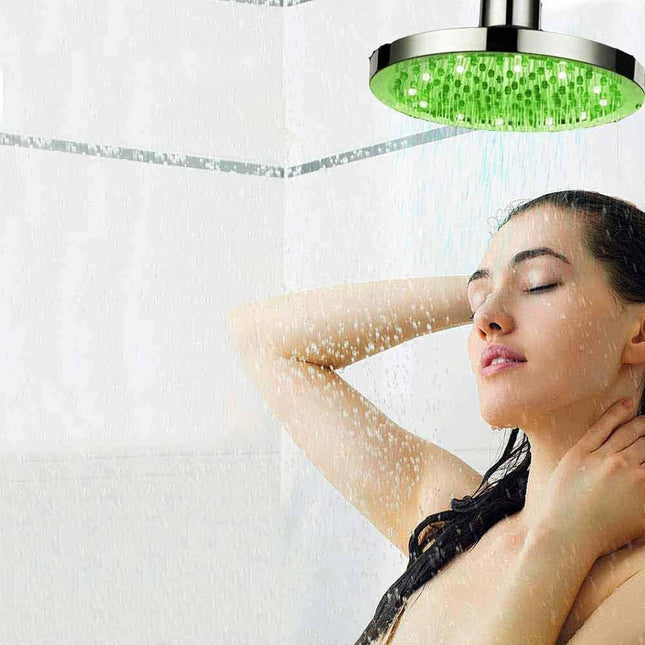 Soffione doccia con led rgb rotondo Ø 22 cm per cromoterapia doccia emozionale doccetta multicolore - enzoled