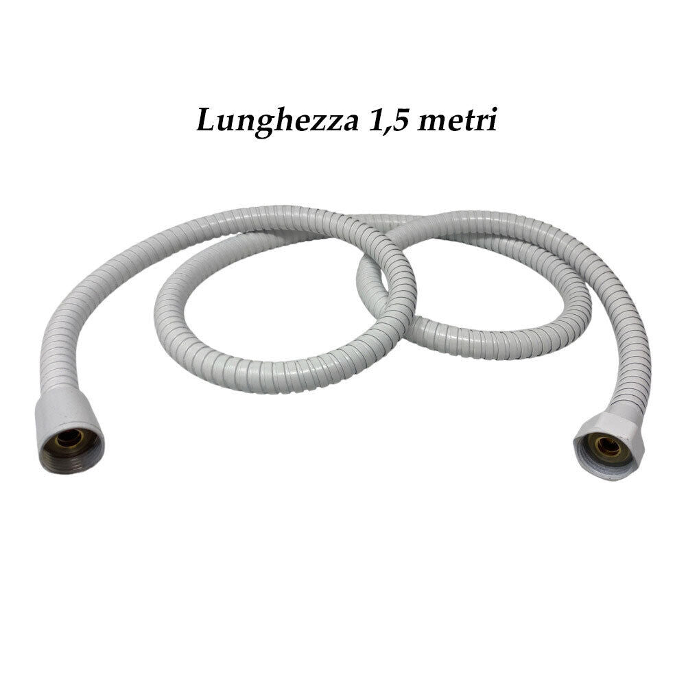 Laccio doccia bianco o nero tubo flessibile per doccetta e vasca da 150 cm attacco ½” pollici per soffione - enzoled