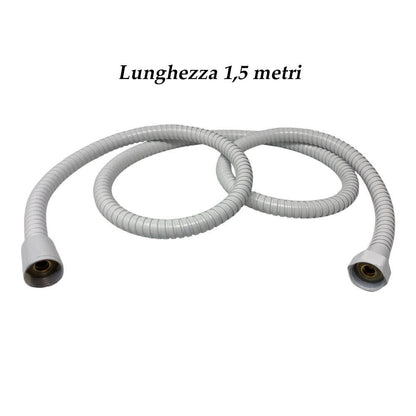 Laccio doccia bianco o nero tubo flessibile per doccetta e vasca da 150 cm attacco ½” pollici per soffione - enzoled