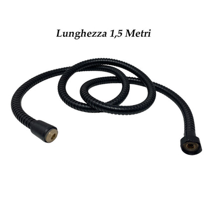 Laccio doccia bianco o nero tubo flessibile per doccetta e vasca da 150 cm attacco ½” pollici per soffione - enzoled