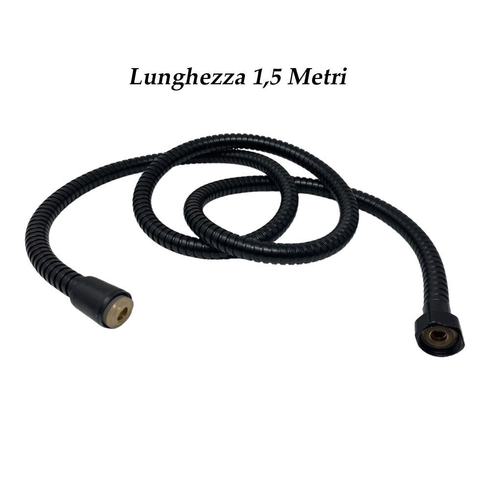 Laccio doccia bianco o nero tubo flessibile per doccetta e vasca da 150 cm attacco ½” pollici per soffione - enzoled