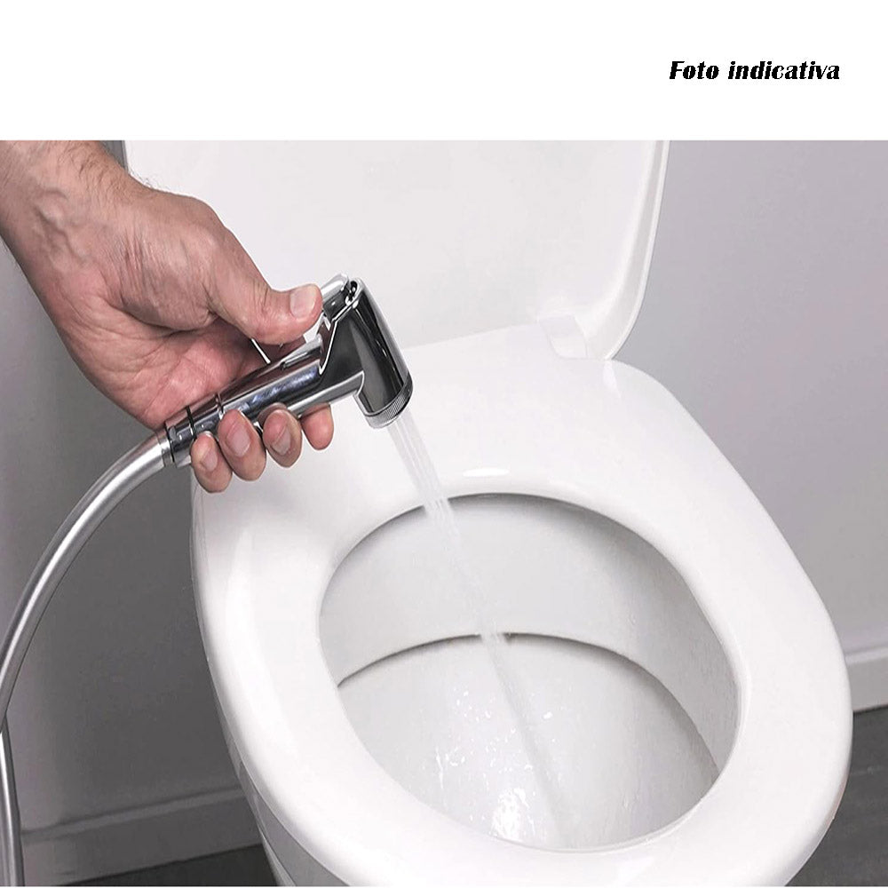 Idroscopino in abs cromato lucido attacco 1/2 per la pulizia di water bidet doccetta per toilette igiene intima con pulsante shut/off - enzoled