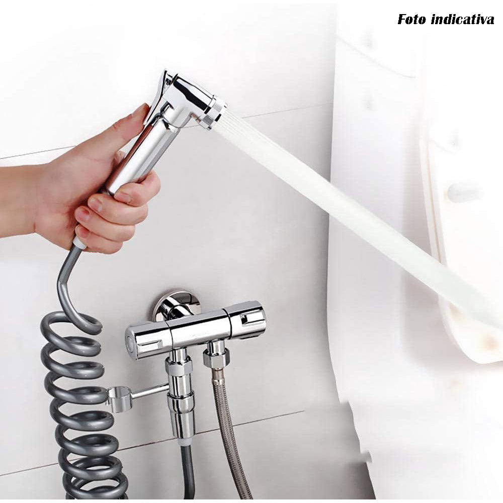 Idroscopino in abs cromato lucido attacco 1/2 per la pulizia di water bidet doccetta per toilette igiene intima con pulsante shut/off - enzoled