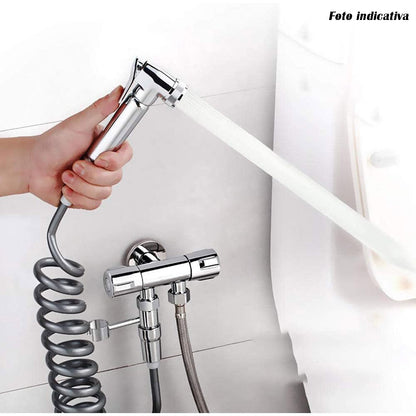 Idroscopino in abs cromato lucido attacco 1/2 per la pulizia di water bidet doccetta per toilette igiene intima con pulsante shut/off - enzoled