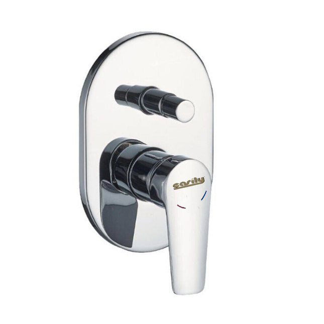 Miscelatore per doccia con deviatore a due vie ad incasso da parete rubinetto monocomando moderno modello cube - enzoled