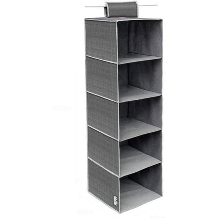 Organizer per armadi con 5 ripiani in tessuto beige contenitore pieghevole richiudibile salvaspazio - enzoled