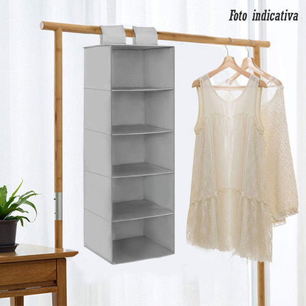 Organizer per armadi con 5 ripiani in tessuto beige contenitore pieghevole richiudibile salvaspazio - enzoled